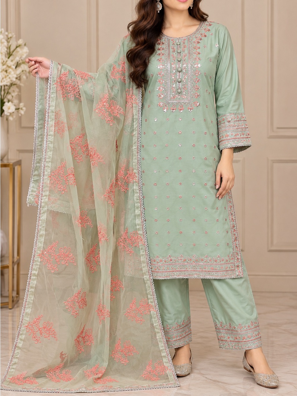 Pakistani cotton party wear dress on sale